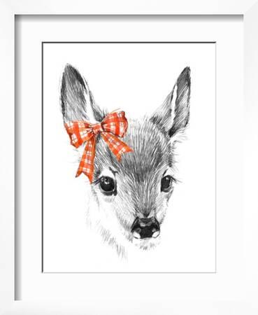 Cute Deer. Pencil Sketch of Fawn. Animal Illustration. T-Shirt Design.' Art  Print - Faenkova Elena 