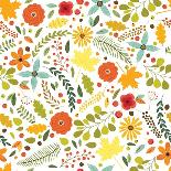 Cute Seamless Hand Drawn Spring Pattern with Primitive Rustic Flowers and Leaves-Cute Designs-Art Print