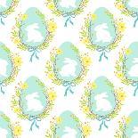 Cute Rustic Hand Drawn Easter Seamless Pattern with Wreath of Spring Flowers, Egg and Bunny for You-Cute Designs-Premium Giclee Print
