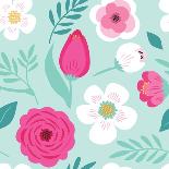 Cute Seamless Hand Drawn Spring Pattern with Primitive Rustic Flowers and Leaves-Cute Designs-Art Print