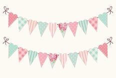 Cute Vintage Heart Shaped Shabby Chic Textile Bunting Flags Ideal for Valentines Day, Wedding, Birt-Cute Designs-Art Print