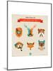 Cute Fashion Hipster Animals & Pets, Set of Vector Icons-Marish-Mounted Art Print