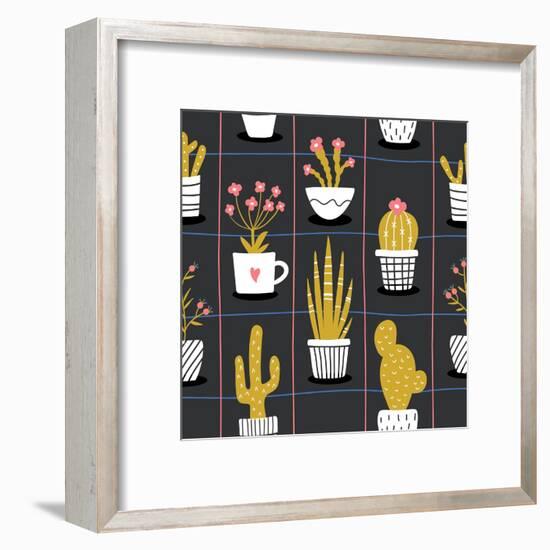 Cute Flowers and Cactus - Geometric-xenia800-Framed Art Print