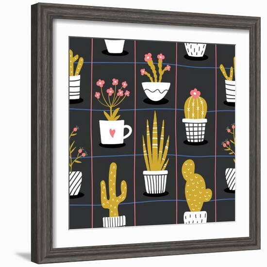 Cute Flowers and Cactus - Geometric-xenia800-Framed Premium Giclee Print