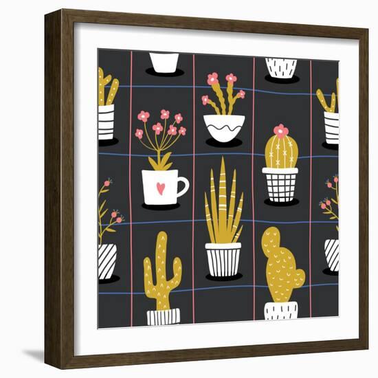 Cute Flowers and Cactus - Geometric-xenia800-Framed Premium Giclee Print