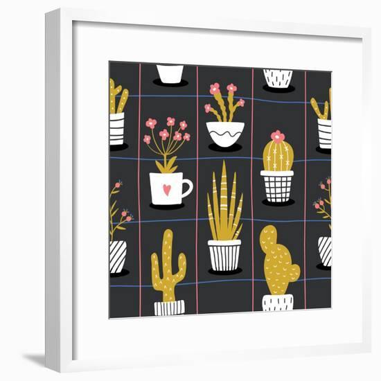 Cute Flowers and Cactus - Geometric-xenia800-Framed Premium Giclee Print