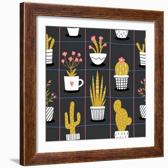 Cute Flowers and Cactus - Geometric-xenia800-Framed Premium Giclee Print