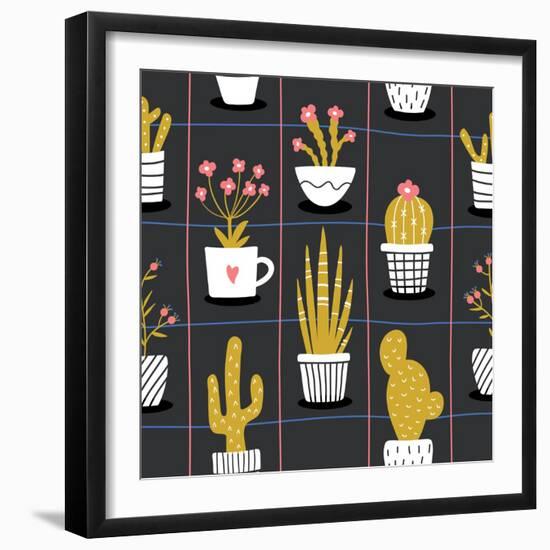 Cute Flowers and Cactus - Geometric-xenia800-Framed Premium Giclee Print