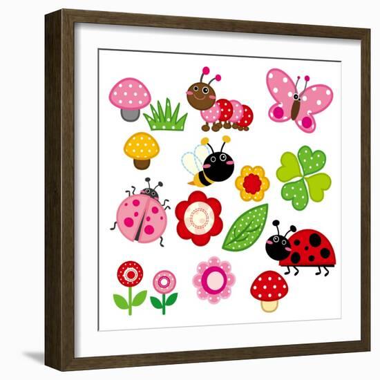 Cute Garden Insect-hehehefish-Framed Art Print