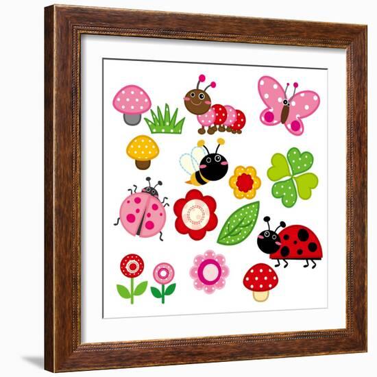 Cute Garden Insect-hehehefish-Framed Art Print