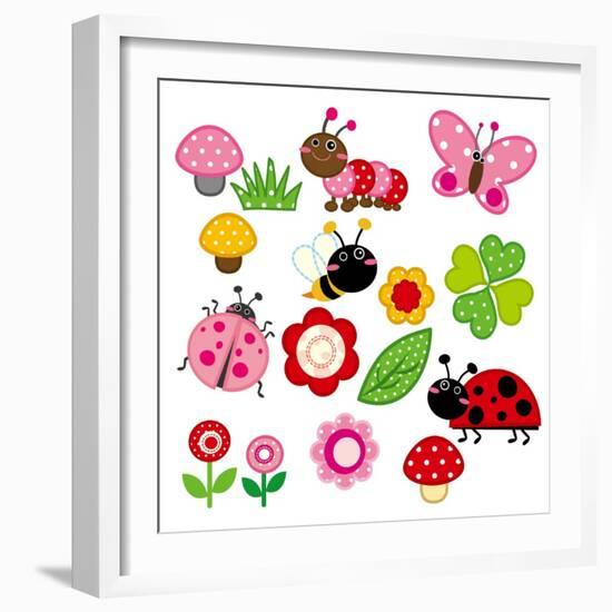 Cute Garden Insect-hehehefish-Framed Art Print