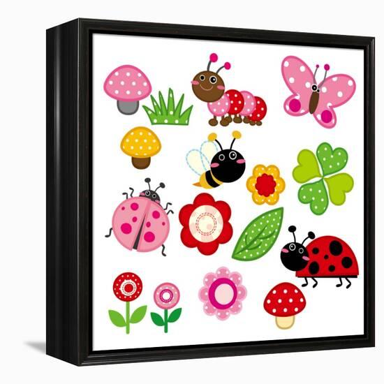 Cute Garden Insect-hehehefish-Framed Stretched Canvas