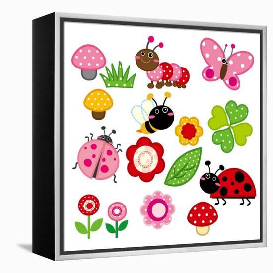 Cute Garden Insect-hehehefish-Framed Stretched Canvas