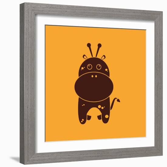 Cute Giraffe Silhouette-Nestor David Ramos Diaz-Framed Art Print