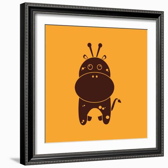 Cute Giraffe Silhouette-Nestor David Ramos Diaz-Framed Art Print