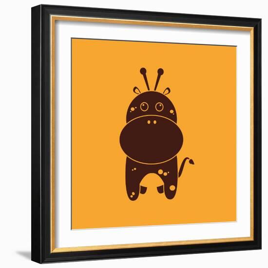 Cute Giraffe Silhouette-Nestor David Ramos Diaz-Framed Art Print