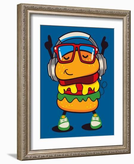 Cute Hamburger Vector Design-braingraph-Framed Art Print