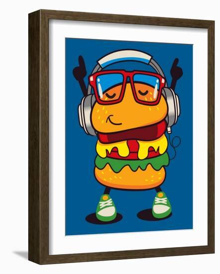 Cute Hamburger Vector Design-braingraph-Framed Art Print