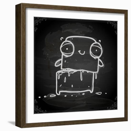 Cute Hand Drawn Illustration, Vintage Blackboard Texture Background-Ozerina Anna-Framed Art Print