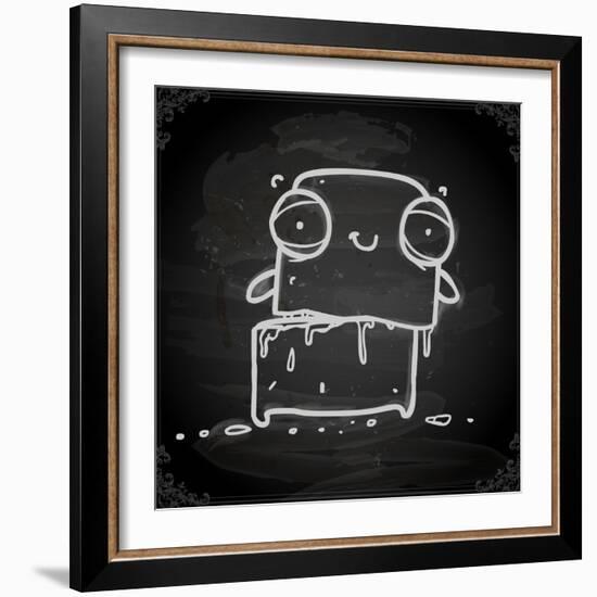 Cute Hand Drawn Illustration, Vintage Blackboard Texture Background-Ozerina Anna-Framed Art Print