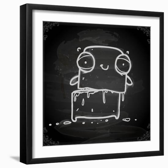 Cute Hand Drawn Illustration, Vintage Blackboard Texture Background-Ozerina Anna-Framed Art Print