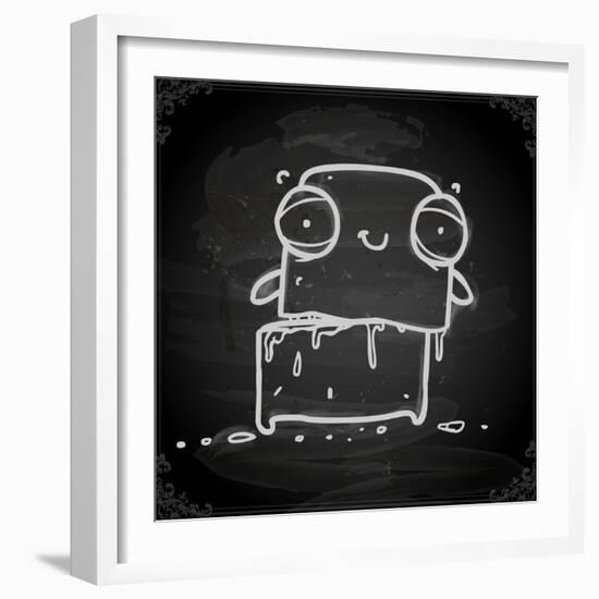 Cute Hand Drawn Illustration, Vintage Blackboard Texture Background-Ozerina Anna-Framed Art Print