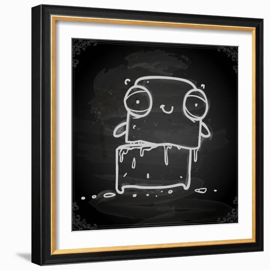 Cute Hand Drawn Illustration, Vintage Blackboard Texture Background-Ozerina Anna-Framed Art Print