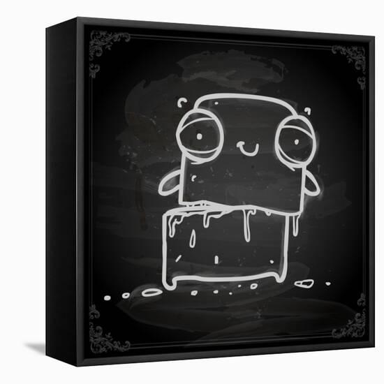 Cute Hand Drawn Illustration, Vintage Blackboard Texture Background-Ozerina Anna-Framed Stretched Canvas