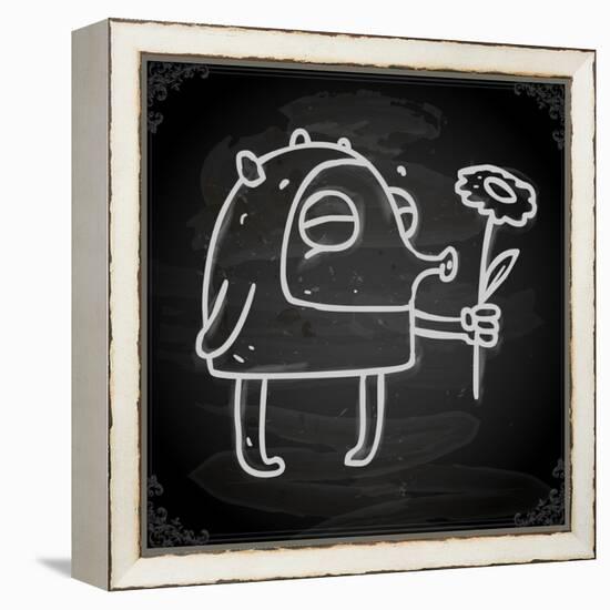 Cute Hand Drawn Illustration, Vintage Blackboard Texture Background-Ozerina Anna-Framed Stretched Canvas