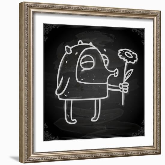 Cute Hand Drawn Illustration, Vintage Blackboard Texture Background-Ozerina Anna-Framed Art Print