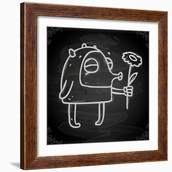 Cute Hand Drawn Illustration, Vintage Blackboard Texture Background-Ozerina Anna-Framed Art Print