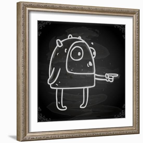 Cute Hand Drawn Illustration, Vintage Blackboard Texture Background-Ozerina Anna-Framed Art Print