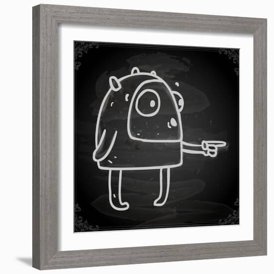 Cute Hand Drawn Illustration, Vintage Blackboard Texture Background-Ozerina Anna-Framed Art Print