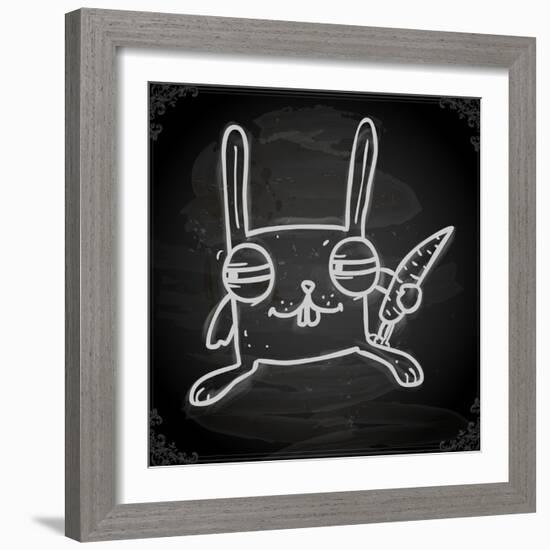 Cute Hand Drawn Illustration, Vintage Blackboard Texture Background-Ozerina Anna-Framed Art Print