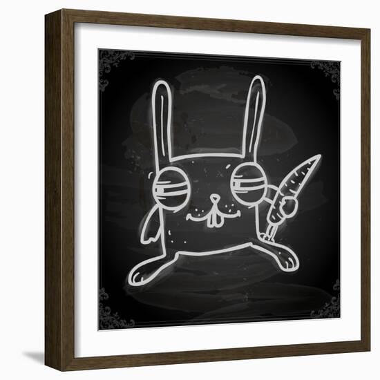 Cute Hand Drawn Illustration, Vintage Blackboard Texture Background-Ozerina Anna-Framed Art Print