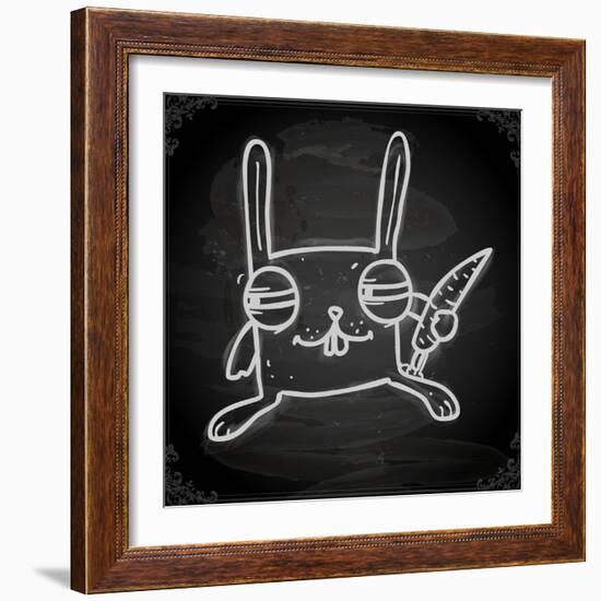 Cute Hand Drawn Illustration, Vintage Blackboard Texture Background-Ozerina Anna-Framed Art Print