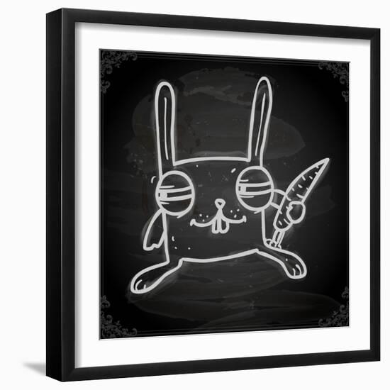 Cute Hand Drawn Illustration, Vintage Blackboard Texture Background-Ozerina Anna-Framed Art Print