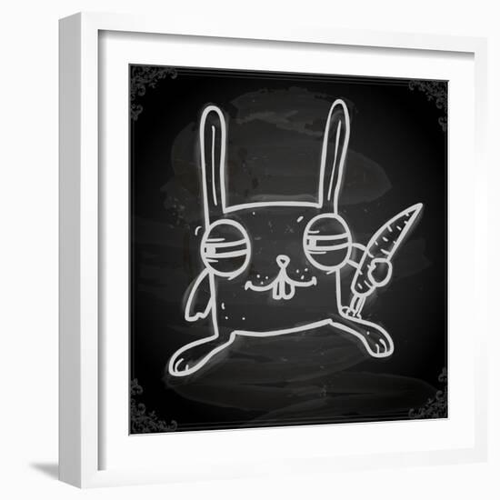 Cute Hand Drawn Illustration, Vintage Blackboard Texture Background-Ozerina Anna-Framed Art Print