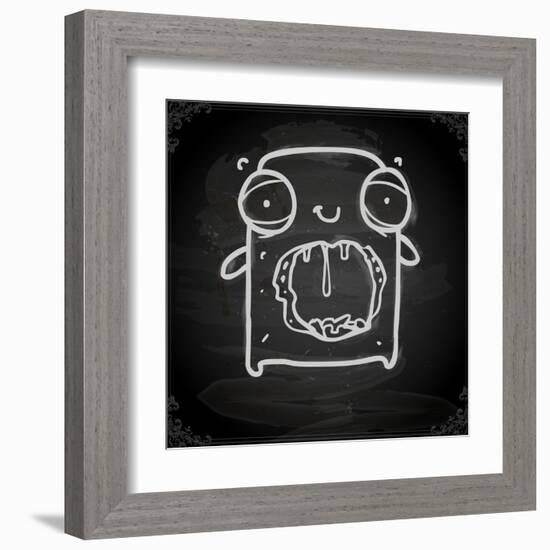 Cute Hand Drawn Illustration, Vintage Blackboard Texture Background-Ozerina Anna-Framed Art Print