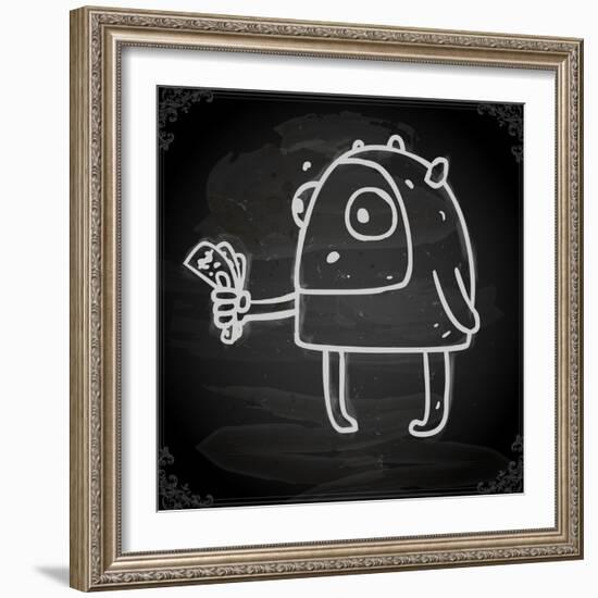 Cute Hand Drawn Illustration, Vintage Blackboard Texture Background-Ozerina Anna-Framed Art Print