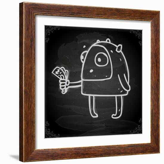 Cute Hand Drawn Illustration, Vintage Blackboard Texture Background-Ozerina Anna-Framed Art Print