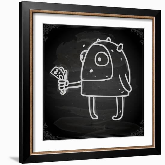 Cute Hand Drawn Illustration, Vintage Blackboard Texture Background-Ozerina Anna-Framed Art Print