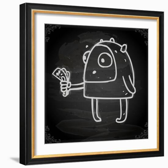 Cute Hand Drawn Illustration, Vintage Blackboard Texture Background-Ozerina Anna-Framed Art Print