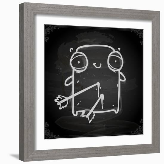 Cute Hand Drawn Illustration, Vintage Blackboard Texture Background-Ozerina Anna-Framed Art Print