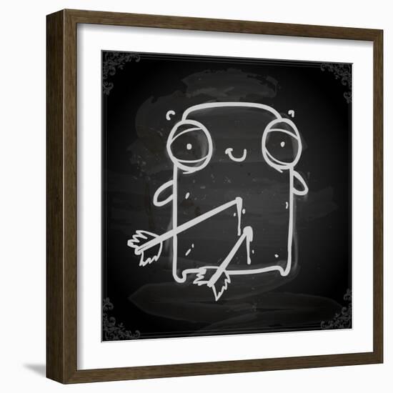 Cute Hand Drawn Illustration, Vintage Blackboard Texture Background-Ozerina Anna-Framed Art Print