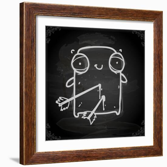 Cute Hand Drawn Illustration, Vintage Blackboard Texture Background-Ozerina Anna-Framed Art Print