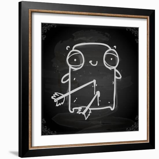 Cute Hand Drawn Illustration, Vintage Blackboard Texture Background-Ozerina Anna-Framed Art Print