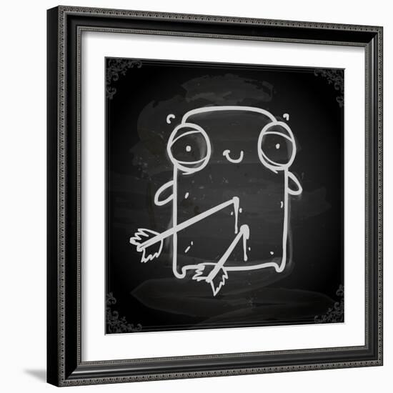 Cute Hand Drawn Illustration, Vintage Blackboard Texture Background-Ozerina Anna-Framed Art Print