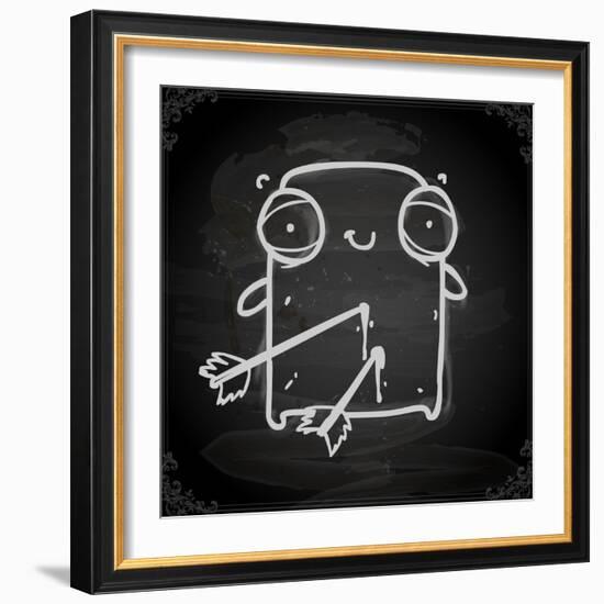 Cute Hand Drawn Illustration, Vintage Blackboard Texture Background-Ozerina Anna-Framed Art Print