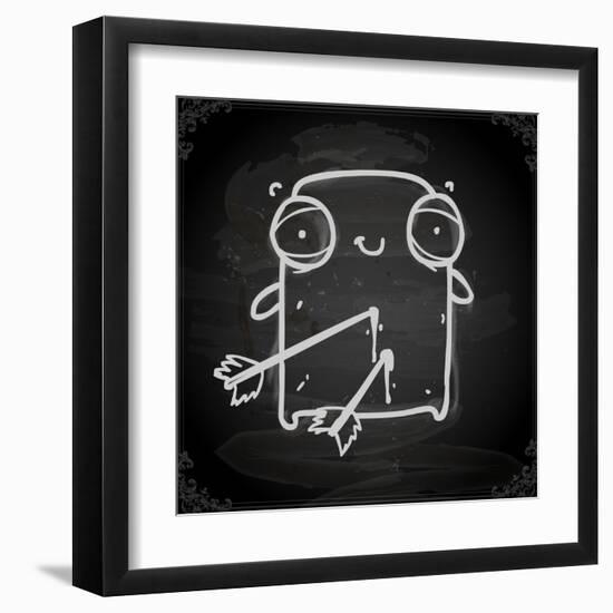 Cute Hand Drawn Illustration, Vintage Blackboard Texture Background-Ozerina Anna-Framed Art Print